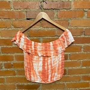 Guess Coral & White Tie Dye Top size M